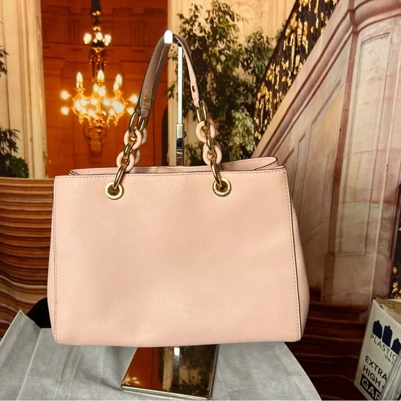 Michael Kors Cynthia Saffiano Leather Satchel, pastel Pink - Picture 12 of 16